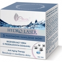 4433AVA. HYDRO LASER. Omi alẹ. regenerating pẹlu iṣẹ pẹlẹpẹlẹ. Nachtcreme. regeneriert mit längerer Wirkung.