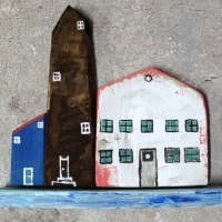 Wieszak drewniany na klucze, domki ozdobne. 010. Hölzerner Schlüsselhänger, dekorative Häuser. Wooden key hanger, decorative houses.