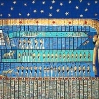Nut, w religii egipskiej, bogini nieba, sklepienie niebios, często przedstawiana jako kobieta łukowata nad bogiem ziemi Geb.
