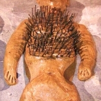 A real example of a magic doll or woodoo doll.