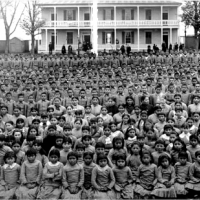 Photo of students from Carlisle Indian Industrial School in Pennsylvania.