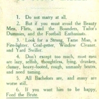 Porada dotycząca małżeństwa napisana w broszurze sufrażystki.