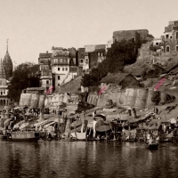 Maharadża z Nagpur Ghat, Benares, Varanasi, Indie.