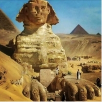 Rzadkie zdjęcia, pokolorowane, Sfinksa przed renowacją.