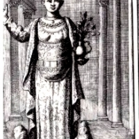 Dwa bóstwa żeńskie czczone przez Tatarów Niukhian mandżurskich w Chinach.