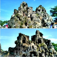 Jaskinia Sunyaragi, Cirebon, Indonezja. Typowe stopione budynki.