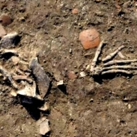 Archeolodzy odkopali szkielety 16 gigantycznych rąk ludzkich zakopanych w czterech dołach.