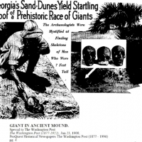 Grobowce Gigantów na terenie Arizony, Teksasu, Iowa, Oklahoma i inne, opisane w artykule.