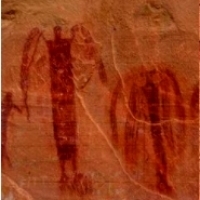 Figurki Buckhorn Wash na klifach z piaskowca w Kanionie Sego w stanie Utah.