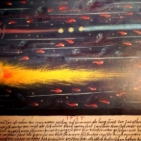 Augsburska Księga Cudów.  Wśród nich można było zobaczyć kilka dużych płomieni, które paliły się bardzo jasno i bardzo intensywnym światłem.