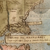 Południowe Chile, Cieśnina Magellana i Ziemia Ognista na mapie Urbano Monte w 1587 roku. MIEJSCE GIGANTÓW.