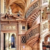 Staircase and Decorated Entrance Of Saint Etienne du Mont in Paris,France.