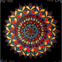 Mandala namalowana jako obraz przez Donę Conti w 2022 roku.