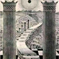 Masońska tablica kreślarska z Portalem do innego Wymiaru pojawiająca się pomiędzy filarami Nieba i Ziemi.