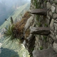 Schody śmierci w  Mach Picchu w Peru.