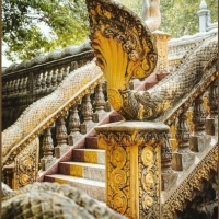 The serpent staircase protecting the temples Phnom Srey and Phnom Pros from evil spirits.