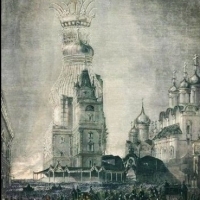 Oświetlona wieża –Iwana Wielkiego.   Moskwa - 1856.