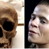 Twarz kobiety z epoki kamienia zrekonstruowana z czaszki sprzed 4000 lat znalezionej w Szwecji.