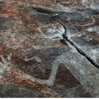 Petroglify Besov Nos, Karelia, Rosja.