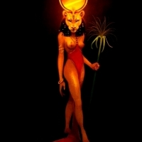 Sekhmet to egipska bogini wojowników z głową lwicy i ciałem kobiety.