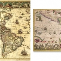 Stare mapy przedstawiają Amerykę Północną pokrytą lodem.