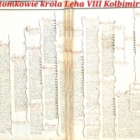 Potomkowie króla Leha VIII Kolbimira w okresie od VIII do XI wieku, według odpisów Przybysława Dyamentowskiego.
