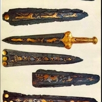 Mycenaean Daggers (1550-1500 BC), made of silver and gold.