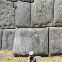 Close-up of the zigzagging walls of Sacsayhuaman, a citadel on the northern outskirts of the city of Cusco, Peru. 