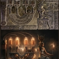 The upper carving from the Dendera Temple complex.